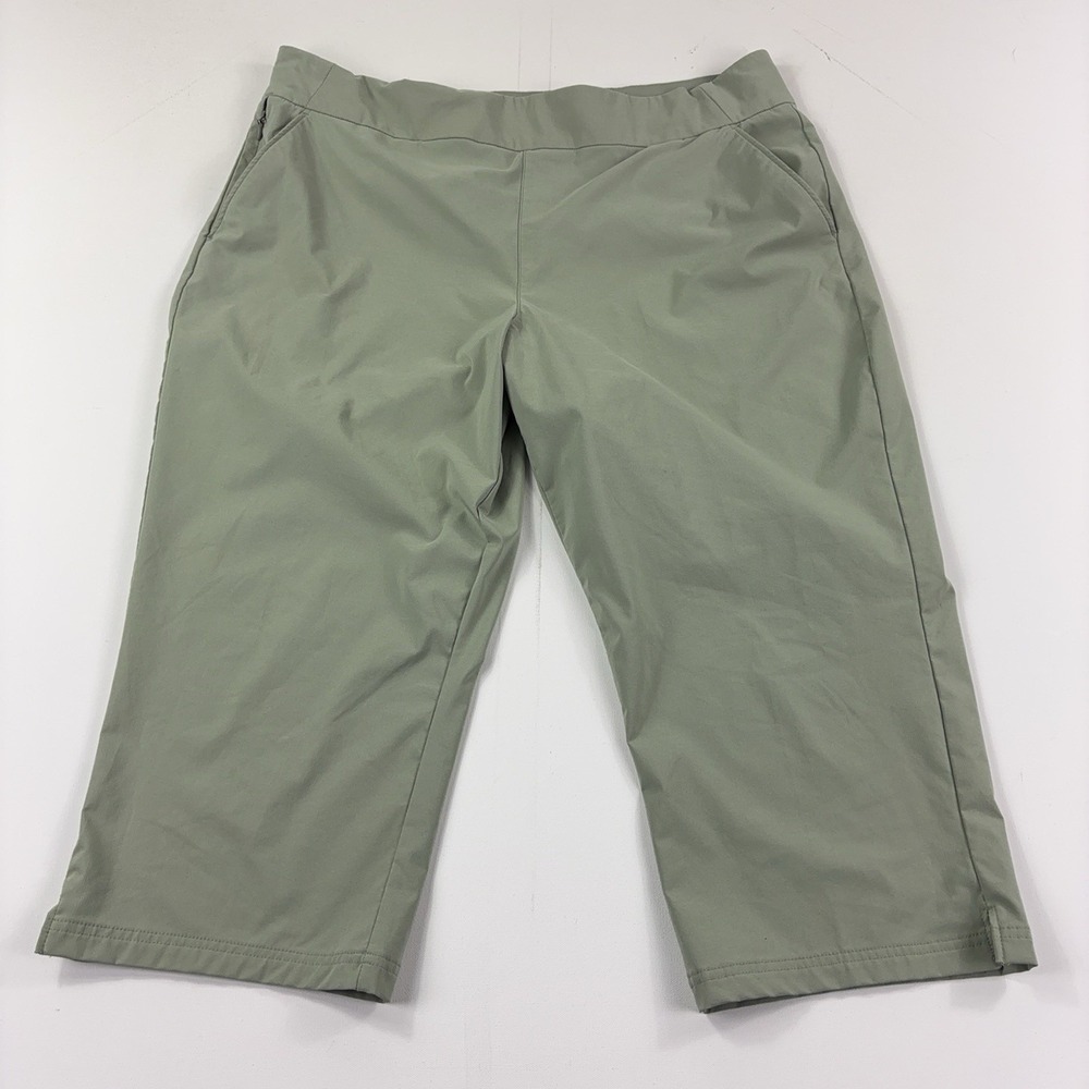 Columbia Capri Pants Womens 2X Green Pull On Stretch Hiking Zip Pocket Outdoor